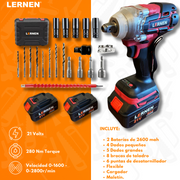 Llave de Impacto 21V + 2 Baterías y Accesorios