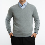 Sweater Gris Claro Escote en V