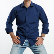 Camisa  Etiqueta Roja Lisa Azul V24-1.1