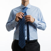 Camisa Azul Micro Cuadros Etiqueta RojaI25-1.1